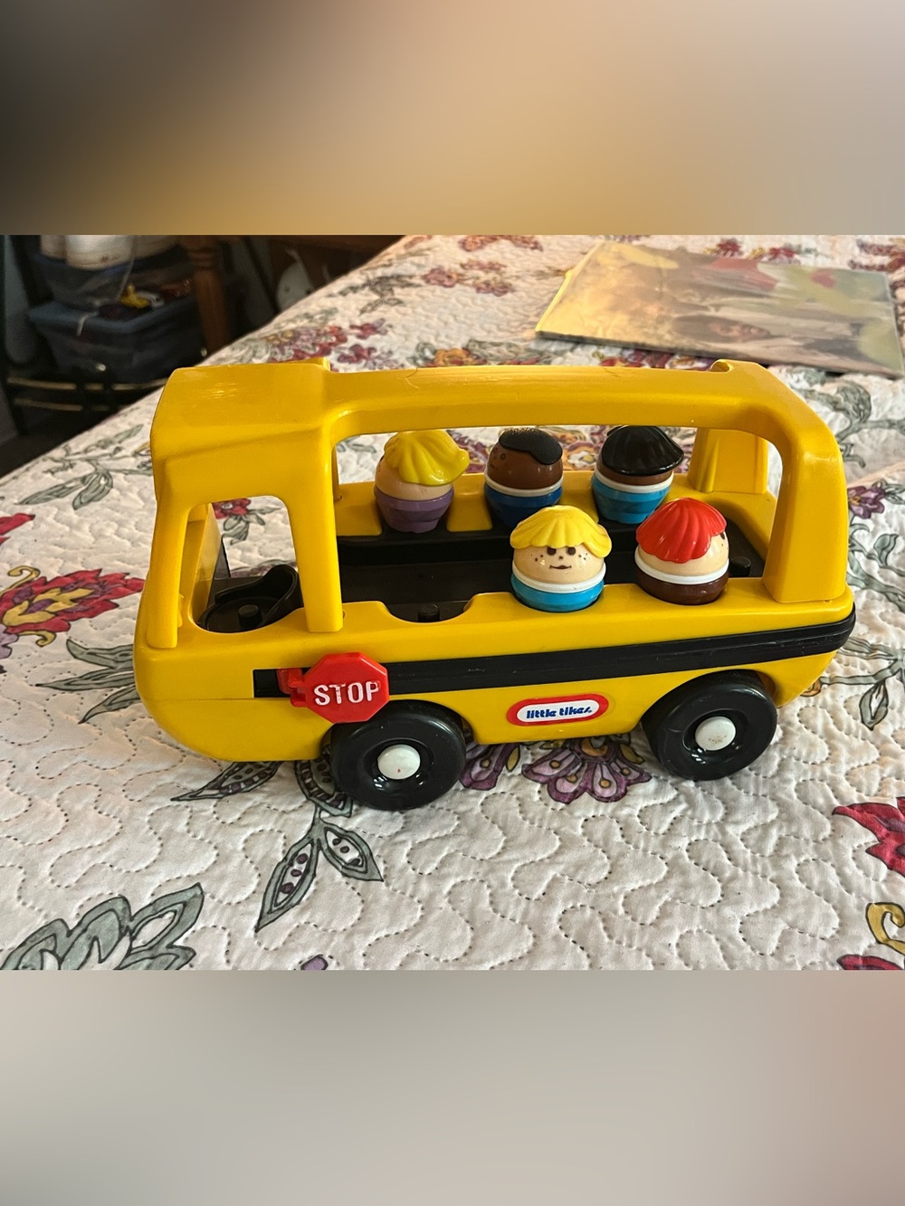 Vintage 90’s Little Tikes School Bus with 5 Figures Yellow Black USA